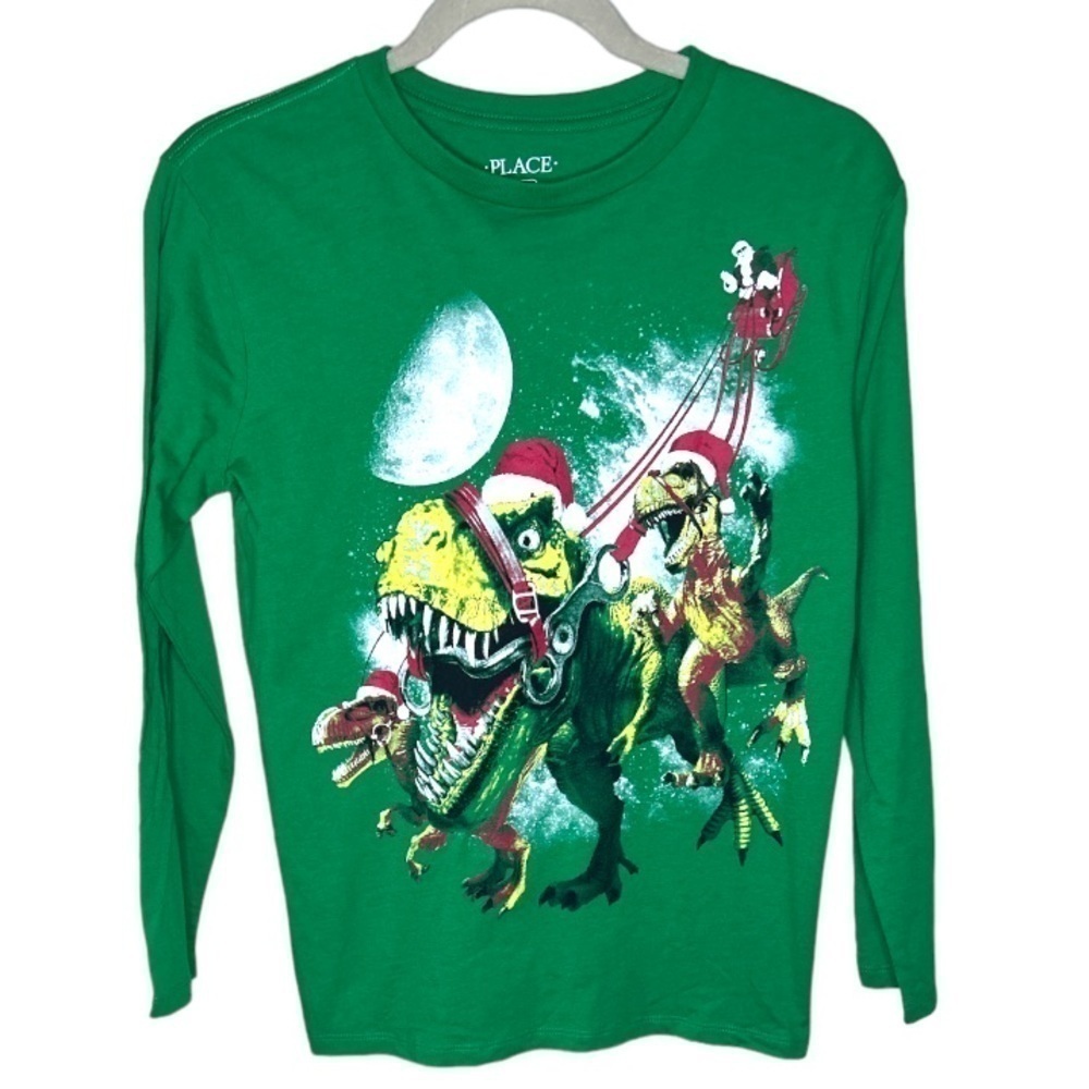 CHILDREN’S Place Santa/Dinosaur Longsleeve crew neck T Shirt size L 10/12